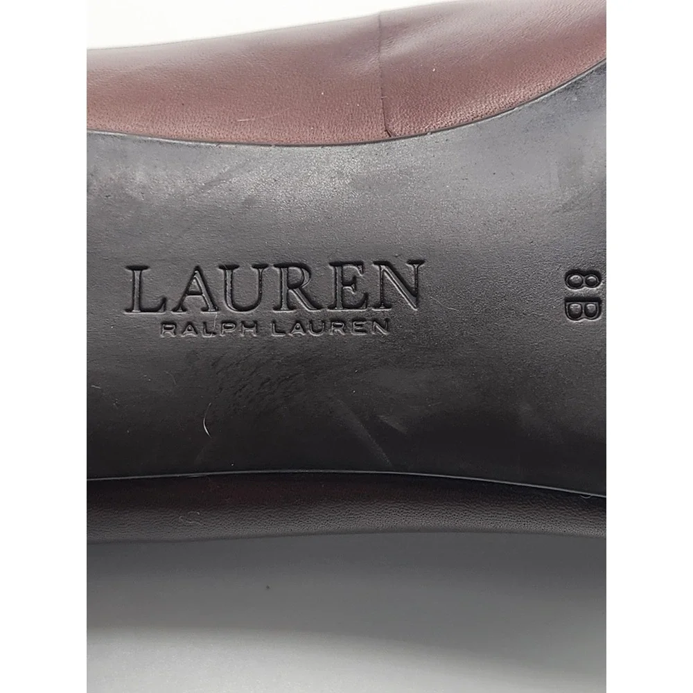 Lauren Ralph Lauren Womens Brown Leather‎ Block Heel Almond Toe Pumps Size 8B